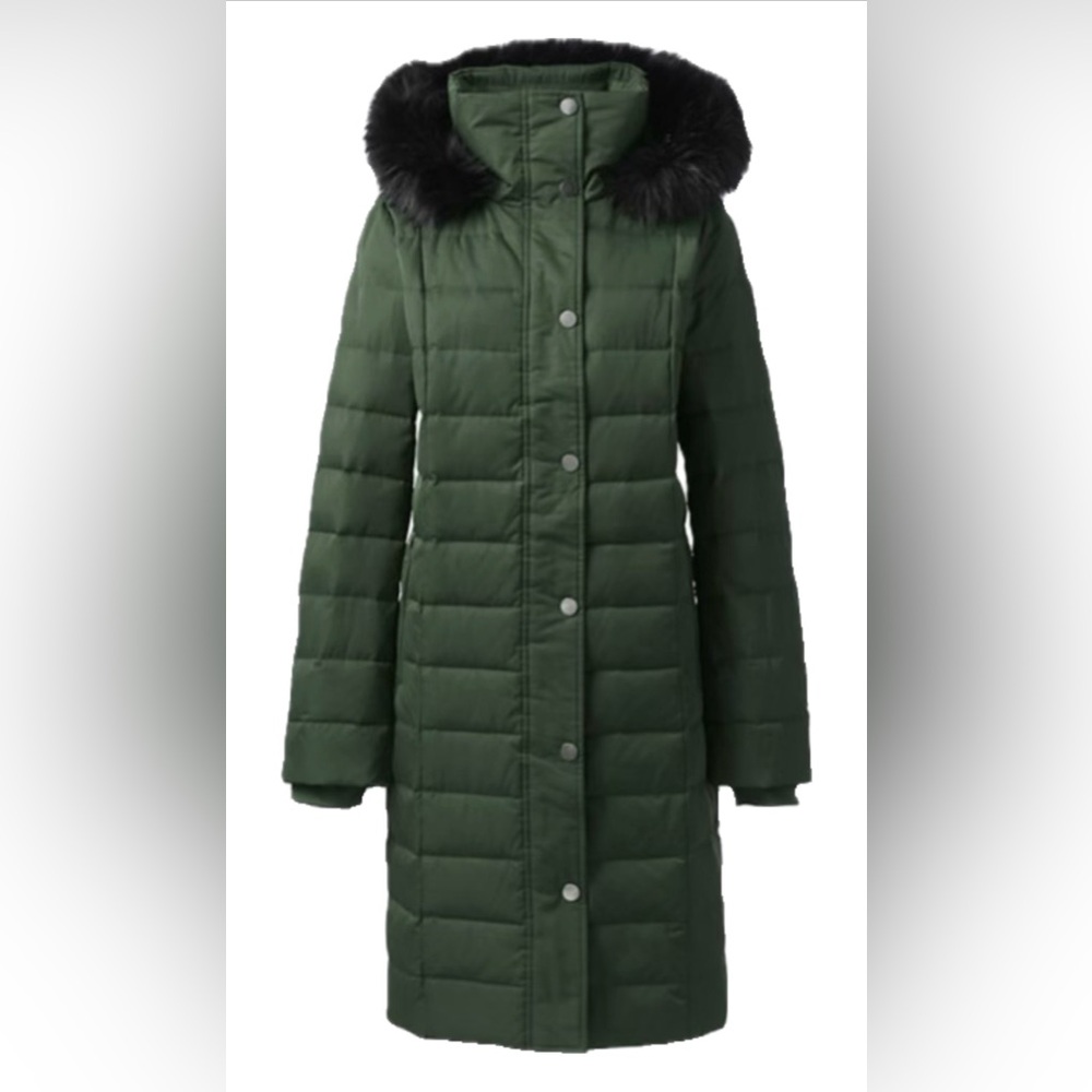 Lands’ End Mid-Length Down Coat Green S